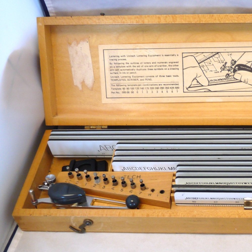 Unitech Lettering Set vintage art design drawing